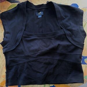 Maeve by Anthropologie Black Cap Sleeve Top